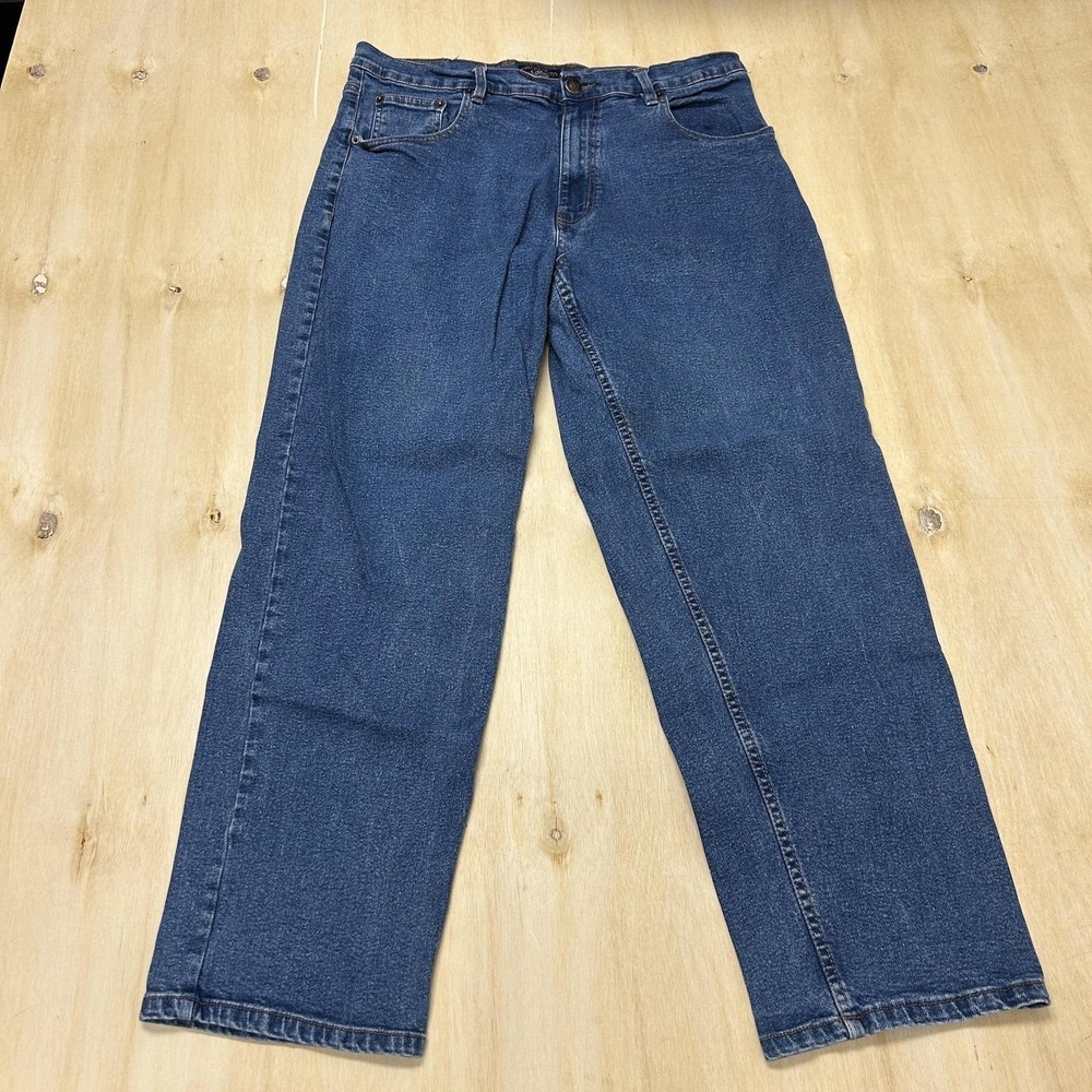Y2K Architect Relaxed Fit Jeans Mens 36x30 Medium Wash Denim Straight Stretch